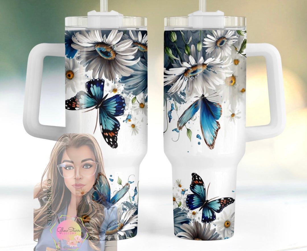Floral Butterfly 40 oz Stan Dupe