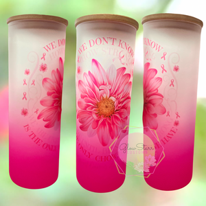 Breast Cancer/ Flower Frosted Color Glass Tumbler