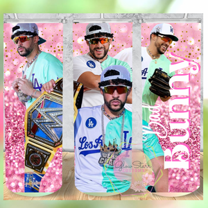 Pink Bad Bunny Benito Baseball Tumbler